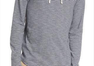 Moletom com capuz de algodão listrado Vince Slub - Azul-marinho/Azul-marinho - Tamanho GG