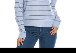 Vince Striped Wool & Cashmere-Blend Pullover Blue Size L