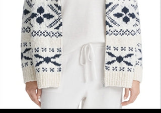 Cardigan Vince Feminino Nordic Fair Isle com Zíper Bege Tamanho Médio