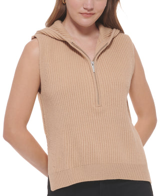 Calvin Klein Jeans Top Feminino Canelado Sem Mangas Bege Tamanho XS