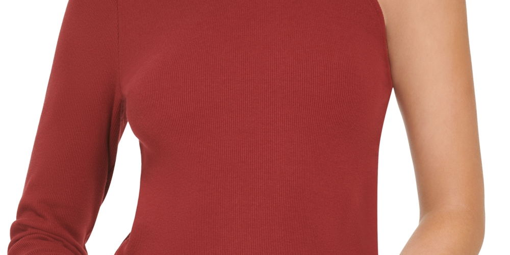 Calvin Klein Jeans Blusa Feminina Gola Alta Um Ombro Vermelha Tamanho X-G