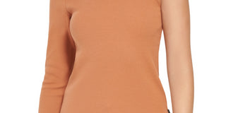 Calvin Klein Women's One Shoulder Turtleneck Top Brown Size Large
