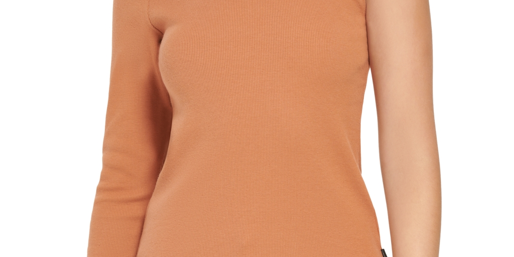 Blusa Calvin Klein Feminina Gola Alta Um Ombro Marrom Tamanho P