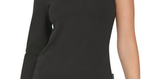 Calvin Klein Jeans Blusa Feminina Gola Alta Um Ombro Preta Tamanho Grande