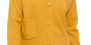 Cardigan Calvin Klein Feminino com Decote em V e Recorte, Amarelo, Tamanho XS