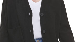 Calvin Klein Cardigan Feminino com Decote em V e Recorte Preto Tamanho Grande