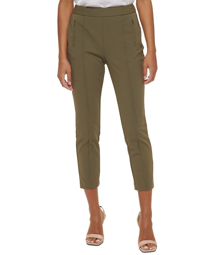 Calça feminina Calvin Klein Scuba Crepe Slim Leg Preta Tamanho 6P