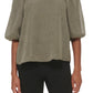 Blusa feminina Calvin Klein com manga lanterna texturizada, verde, tamanho médio