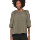 Blusa feminina Calvin Klein com manga lanterna texturizada, verde, tamanho médio