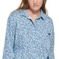 Calvin Klein Jeans Camisa Boyfriend Feminina Manga Longa Estampa Animal Cinza Tamanho Médio