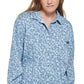 Camisa Boyfriend Calvin Klein Feminina Manga Longa Estampa Animal Azul Tamanho Médio