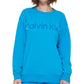 Calvin Klein Moletom Feminino com Logotipo Bordado Azul Tamanho Grande