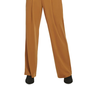 Calvin Klein Women's High Waist Belted Ponte Pants Brown Size Large