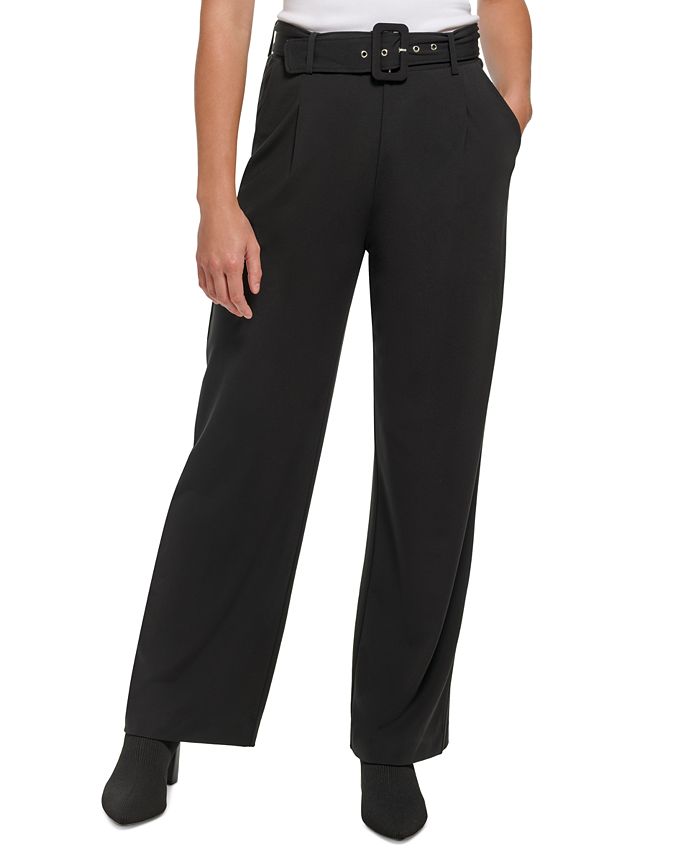 Calça Calvin Klein Feminina Cintura Alta com Cinto Ponte Preta Tamanho Grande