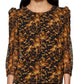 Blusa Calvin Klein Feminina Manga Longa Estampada Ombros Bufantes Preta Tamanho Médio