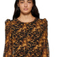 Blusa Calvin Klein Feminina Manga Longa Estampada Ombros Bufantes Preta Tamanho Médio