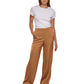 Calça Calvin Klein Feminina Cetim Perna Larga Marrom Tamanho XS