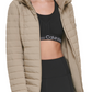 Jaqueta acolchoada feminina Calvin Klein com capuz removível, tamanho grande, verde