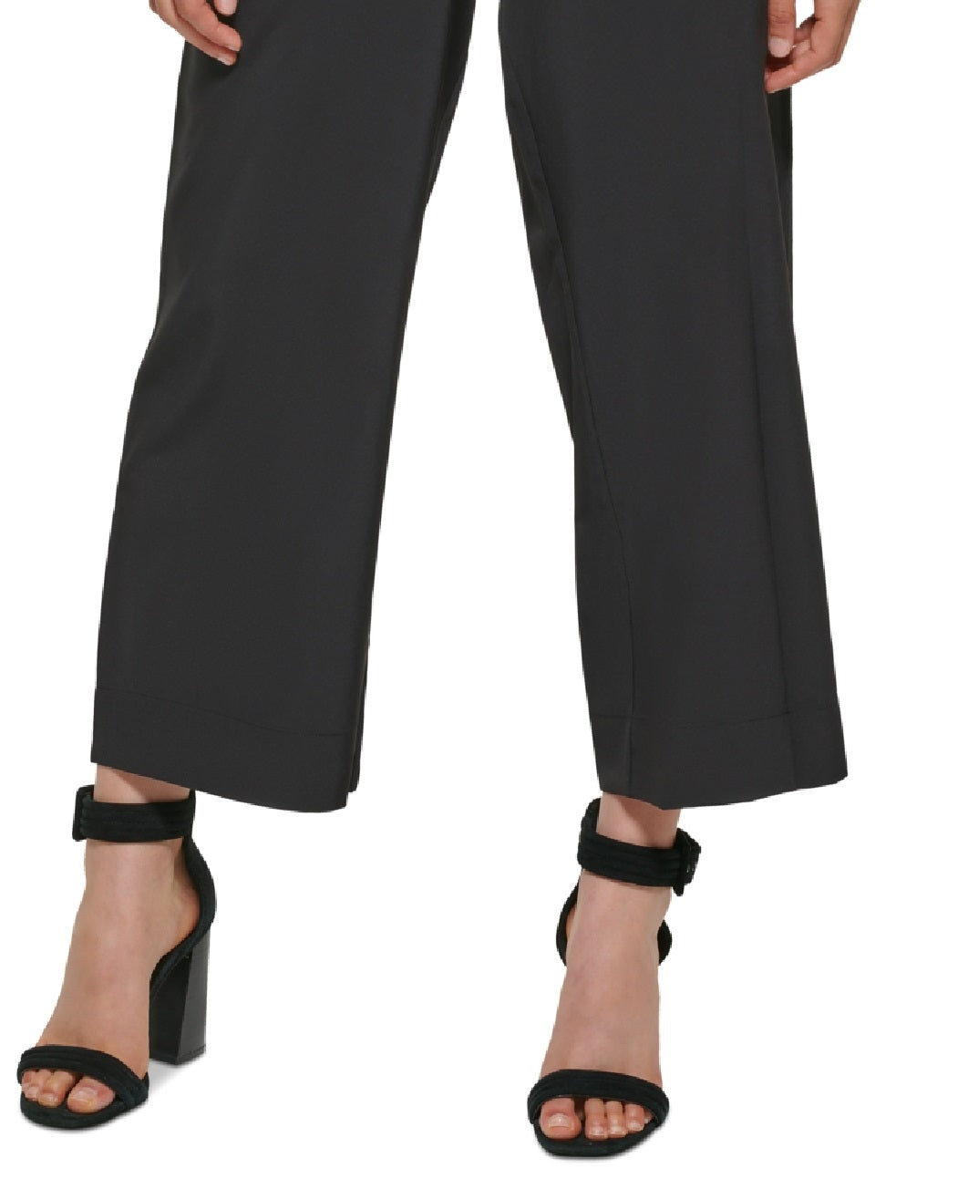 Calça cropped feminina Calvin Klein Wide Leg Preta Tamanho Médio