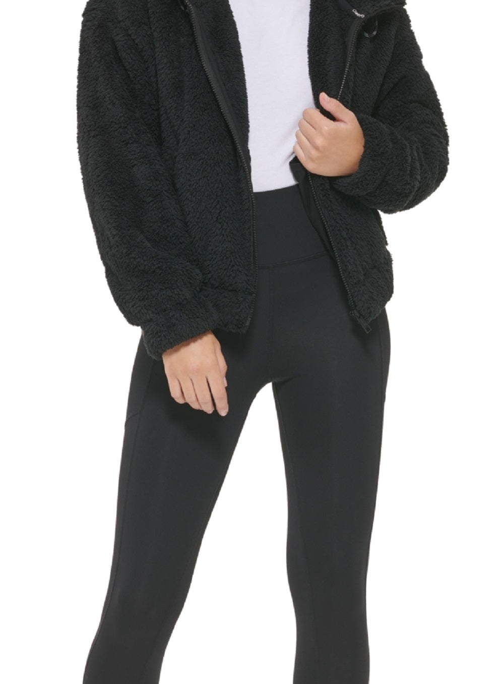 Jaqueta Sherpa com Capuz Calvin Klein Feminina Preta Tamanho X-G