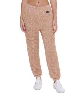 Calvin Klein Women's Shaggy Knit Pull On Jogging Pants Brown Size Large