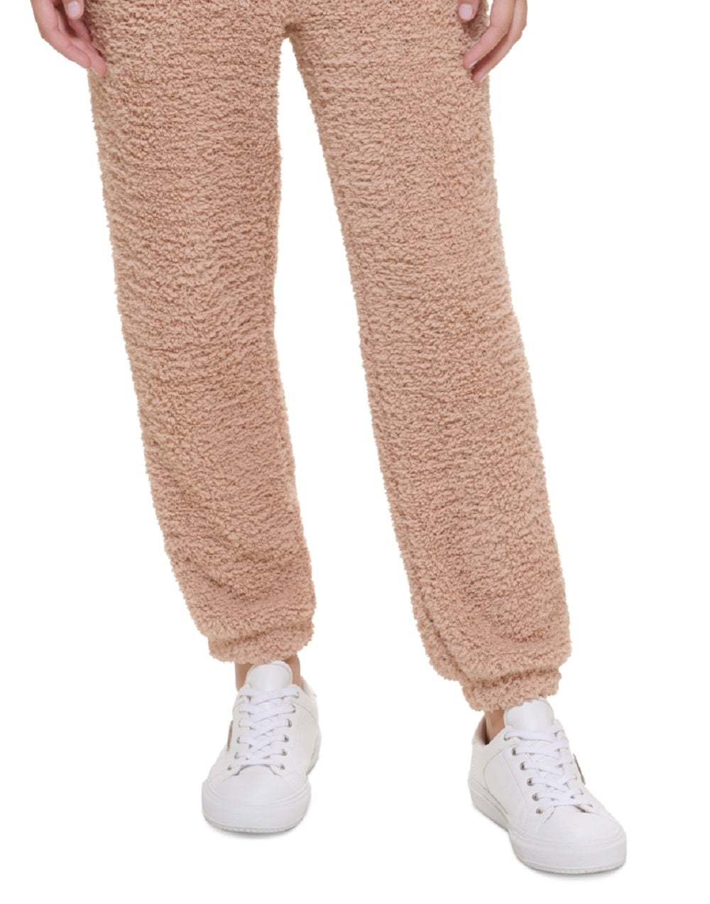 Calça de corrida feminina Calvin Klein Shaggy Knit Pull On marrom tamanho grande
