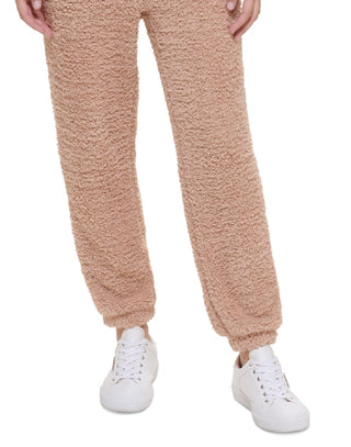 Calvin Klein Women's Shaggy Knit Pull On Jogging Pants Brown Size Large