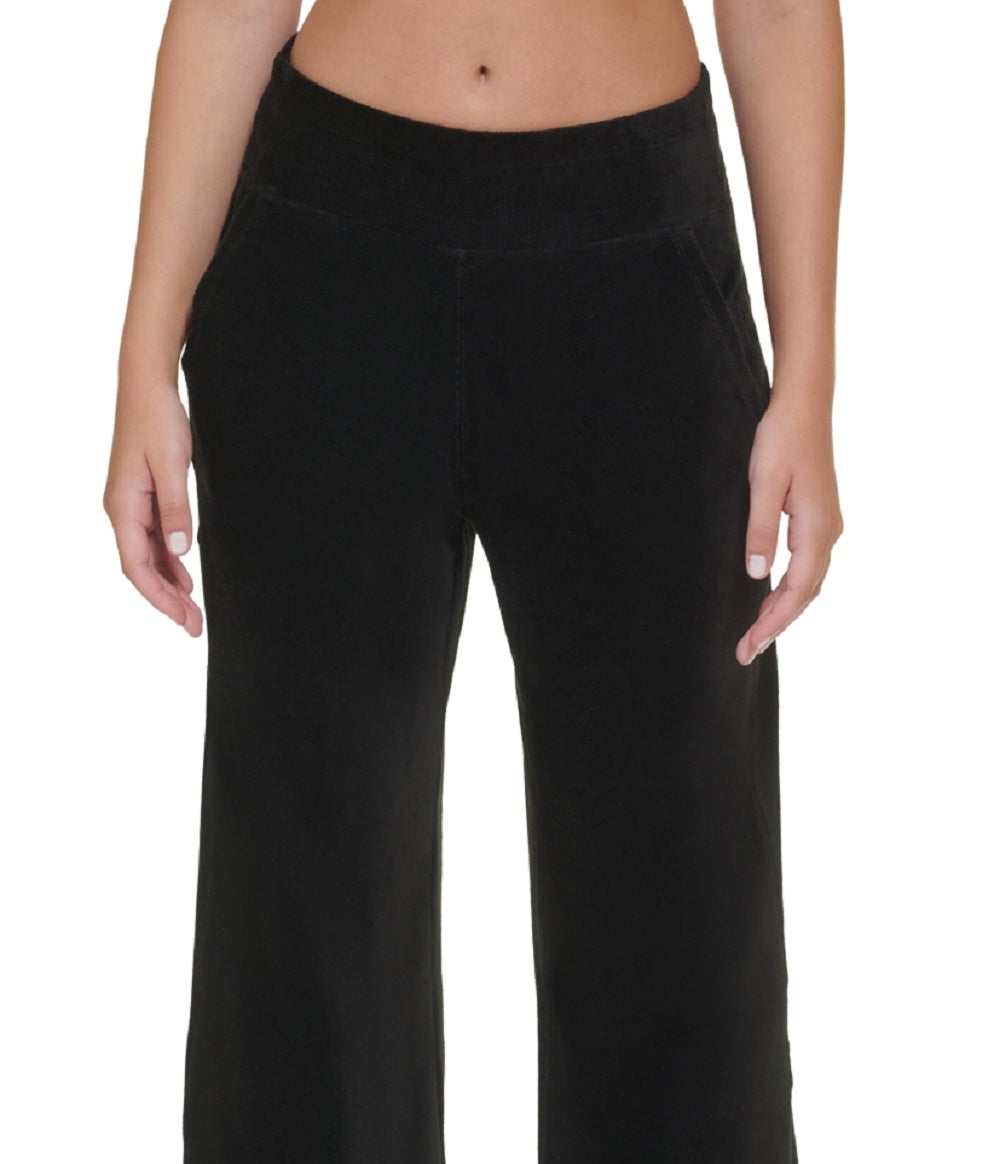 Calça Calvin Klein Feminina de Veludo com Perna Larga Preta Tamanho P