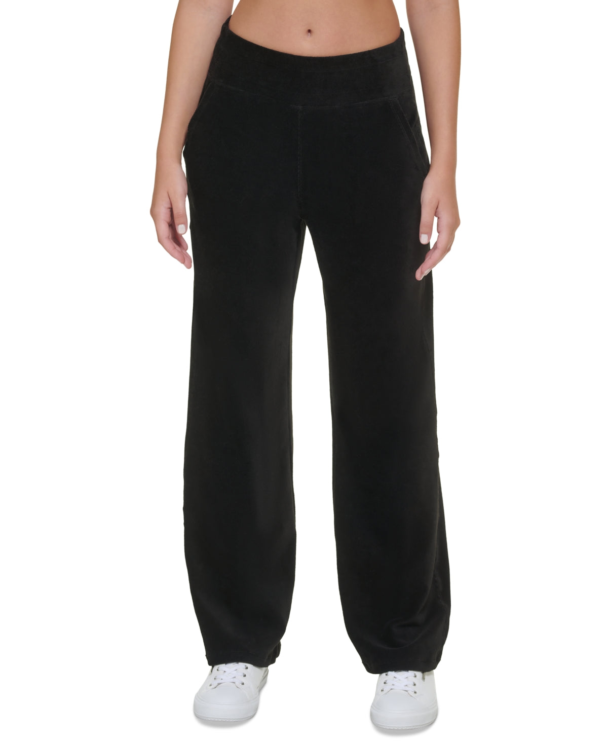 Calça Calvin Klein Feminina de Veludo com Perna Larga Preta Tamanho P