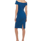 Vestido Calvin Klein Feminino Ombro a Ombro com Decote Recortado Azul Tamanho 6
