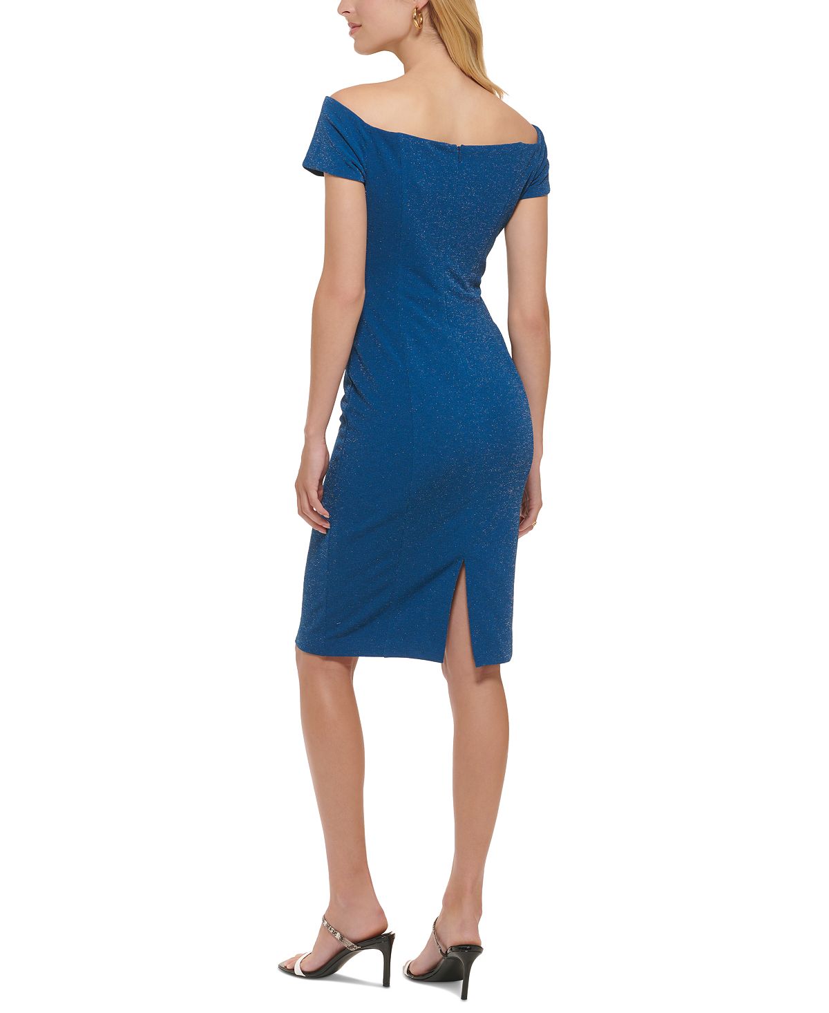 Vestido Calvin Klein Feminino Ombro a Ombro com Decote Recortado Azul Tamanho 6