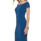 Vestido Calvin Klein Feminino Ombro a Ombro com Decote Recortado Azul Tamanho 6