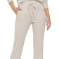 Calça flare feminina Calvin Klein cintura alta com cordão, bege, tamanho grande