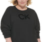 Calvin Klein Moletom Feminino Veludo Logo French Terry Preto Tamanho 2X