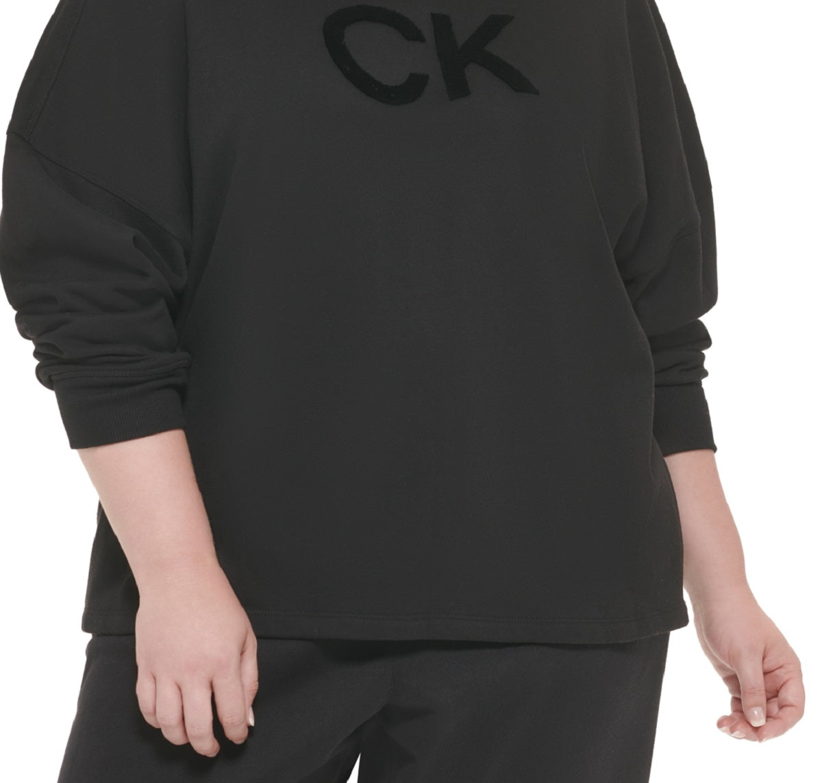 Calvin Klein Moletom Feminino Veludo Logo French Terry Preto Tamanho 2X