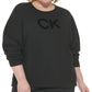 Calvin Klein Moletom Feminino Veludo Logo French Terry Preto Tamanho 2X