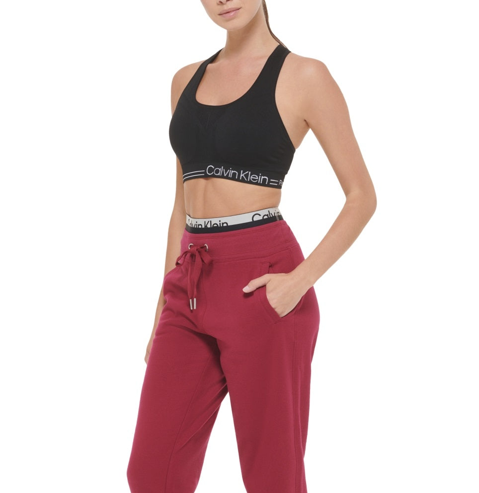 Calça de moletom elástica com logo Calvin Klein feminina, vermelha, tamanho médio