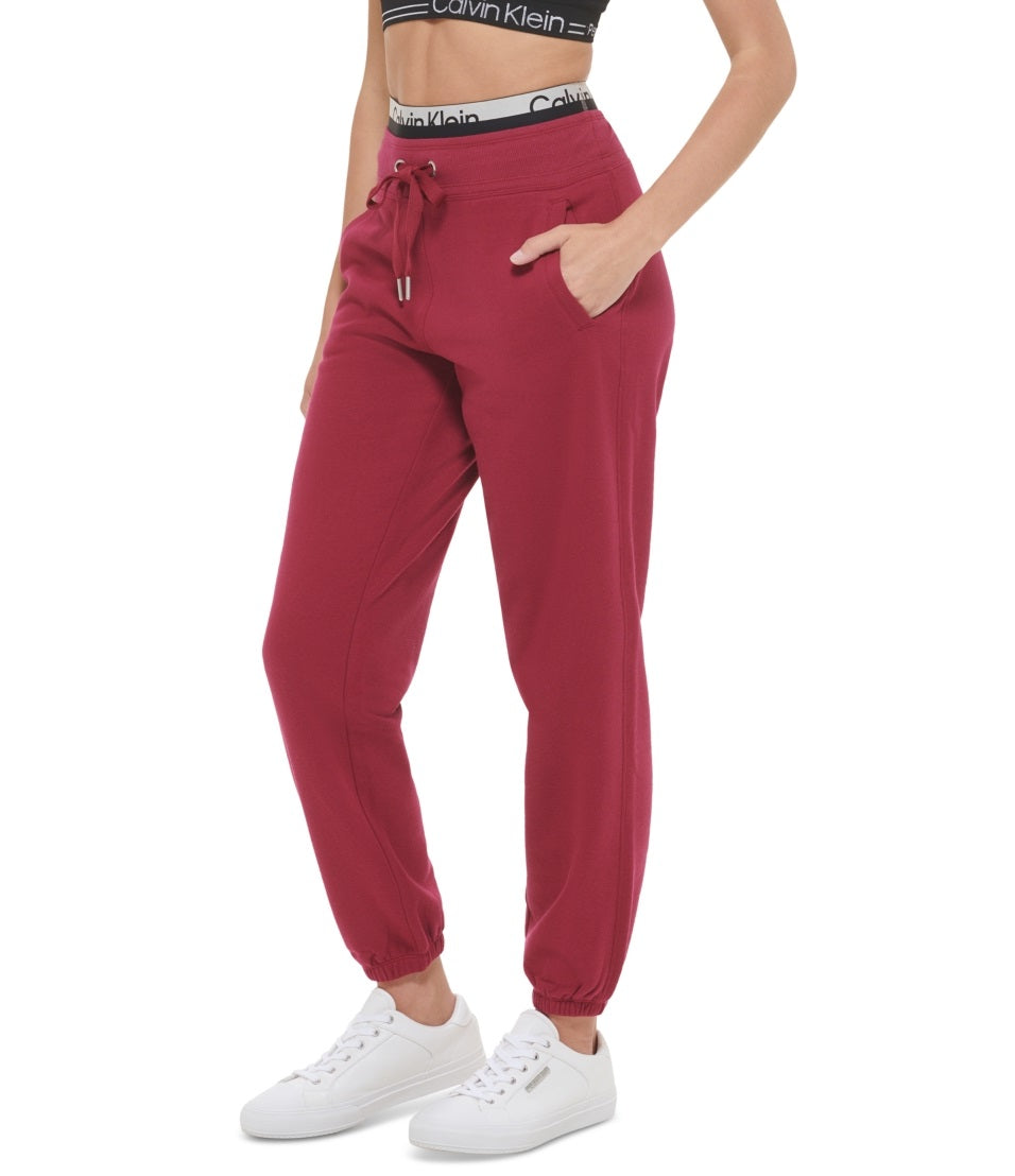 Calça de moletom elástica com logo Calvin Klein feminina, vermelha, tamanho médio