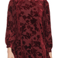 Vestido Calvin Klein Feminino Burnout Veludo Manga Balão Trapézio Vermelho Tamanho P