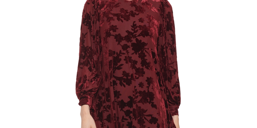Vestido Calvin Klein Feminino Burnout Veludo Manga Balão Trapézio Vermelho Tamanho P