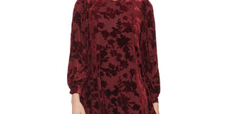 Vestido Calvin Klein Feminino Burnout Veludo Manga Balão Trapézio Vermelho Tamanho P