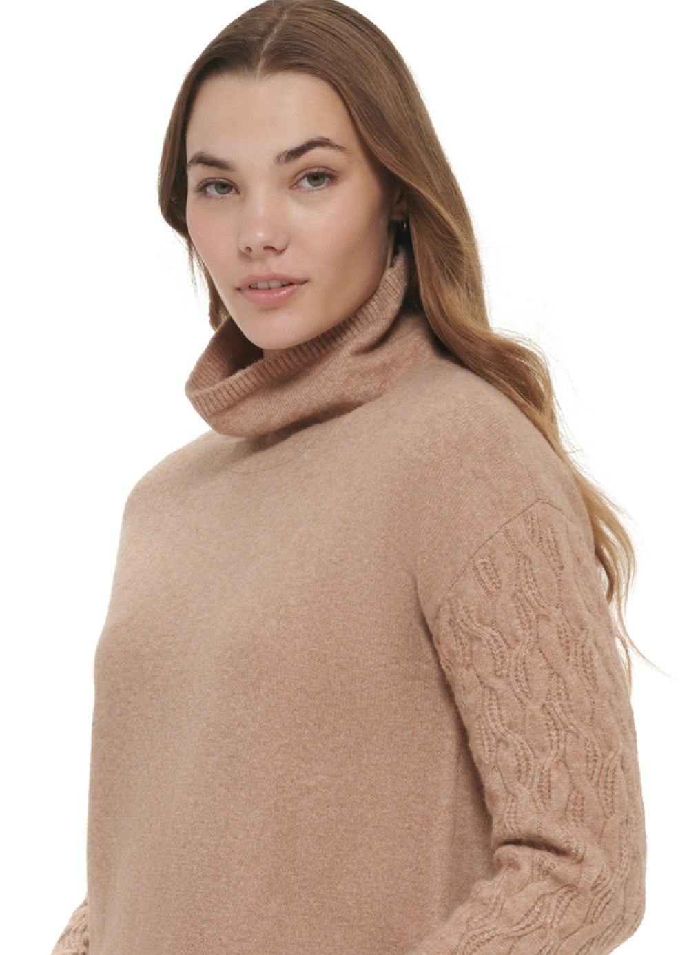 Suéter Calvin Klein Feminino de Tricô com Mangas e Cordão Marrom Tamanho Grande