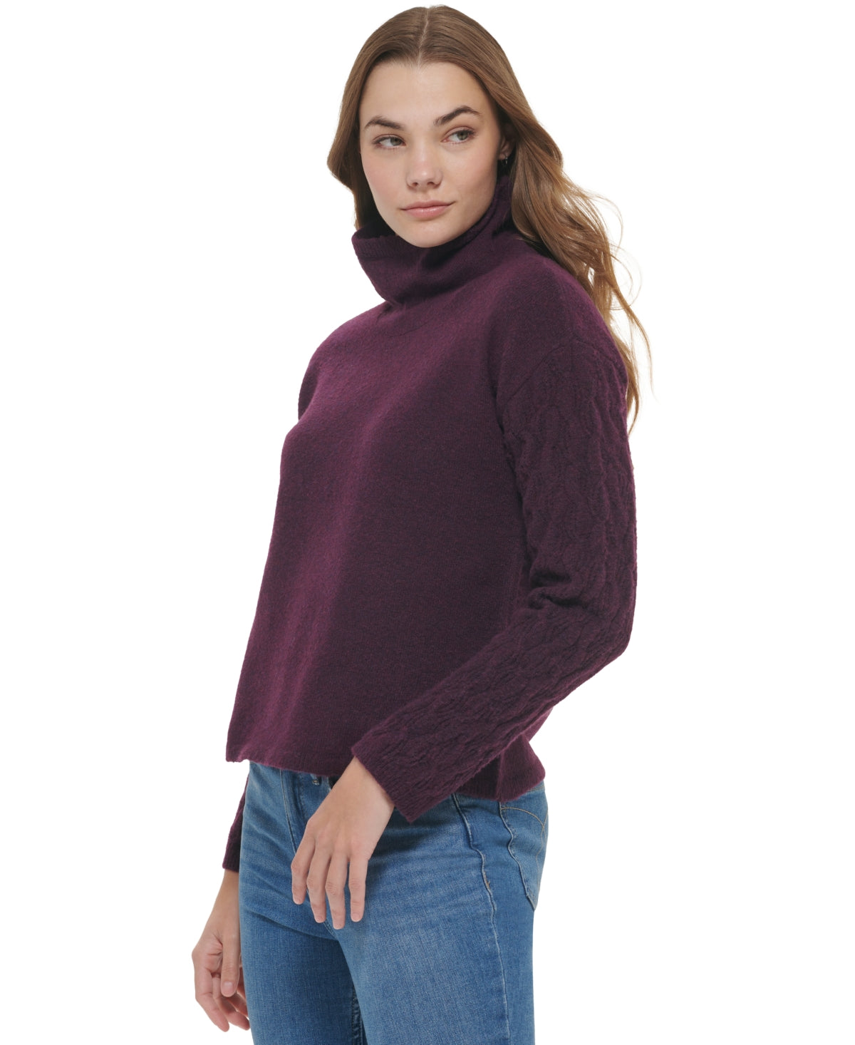 Suéter Calvin Klein Feminino Manga Longa Tricô Roxo Tamanho Médio