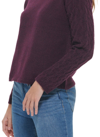 Calvin Klein Women's Cable Knit Sleeve Sweater Purple Size Medium