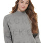 Suéter Calvin Klein Feminino com Logo Tonal e Gola Redonda Cinza Tamanho Médio