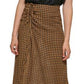 Saia midi feminina Calvin Klein com estampa xadrez, marrom, tamanho 2