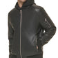 Jaqueta bomber masculina Calvin Klein de couro sintético, preta, tamanho grande