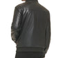 Jaqueta bomber masculina Calvin Klein de couro sintético, preta, tamanho médio