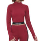 Blusa feminina Calvin Klein com estampa de logo e gola alta, vermelha, tamanho X-S