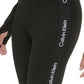 Calça legging feminina Calvin Klein com logo minimalista e cintura alta, tamanho grande, preta